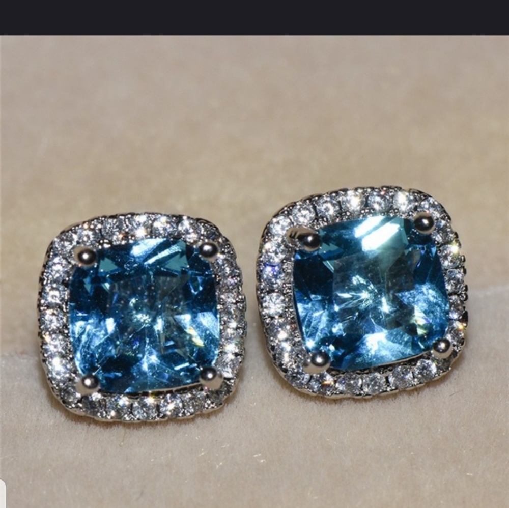 925 Sterling Silver Aquamarine Earrings